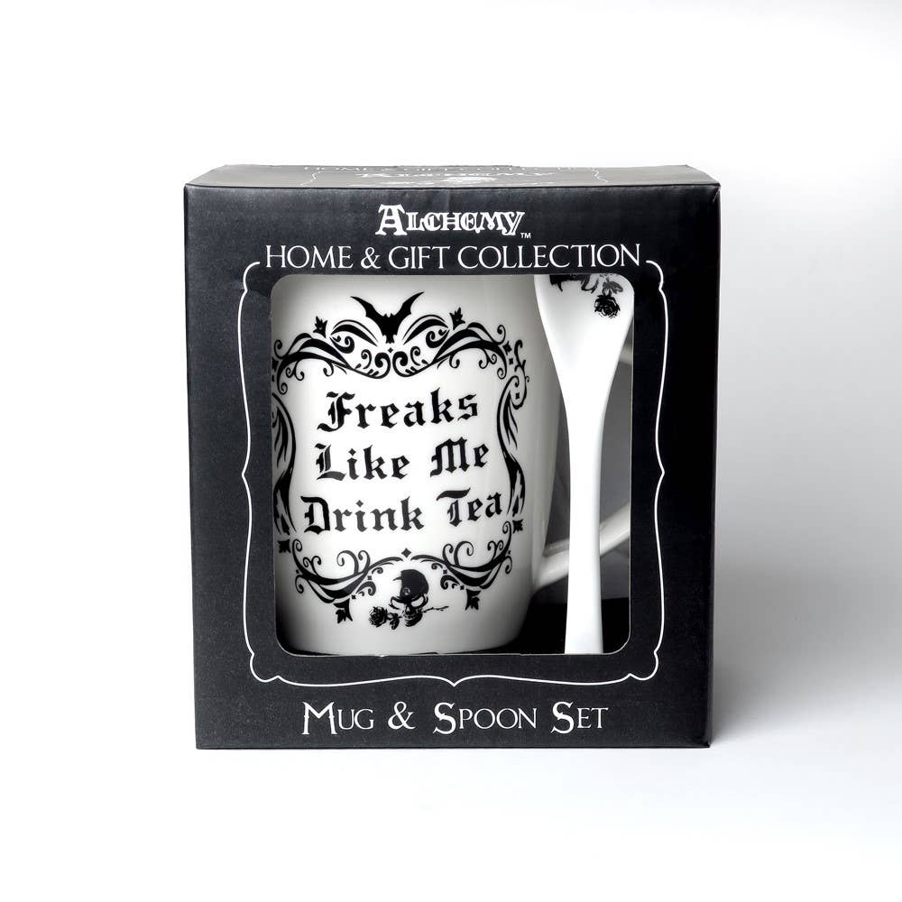 Freaks wie ich trinken Tee: Tassen- und Löffel-Set