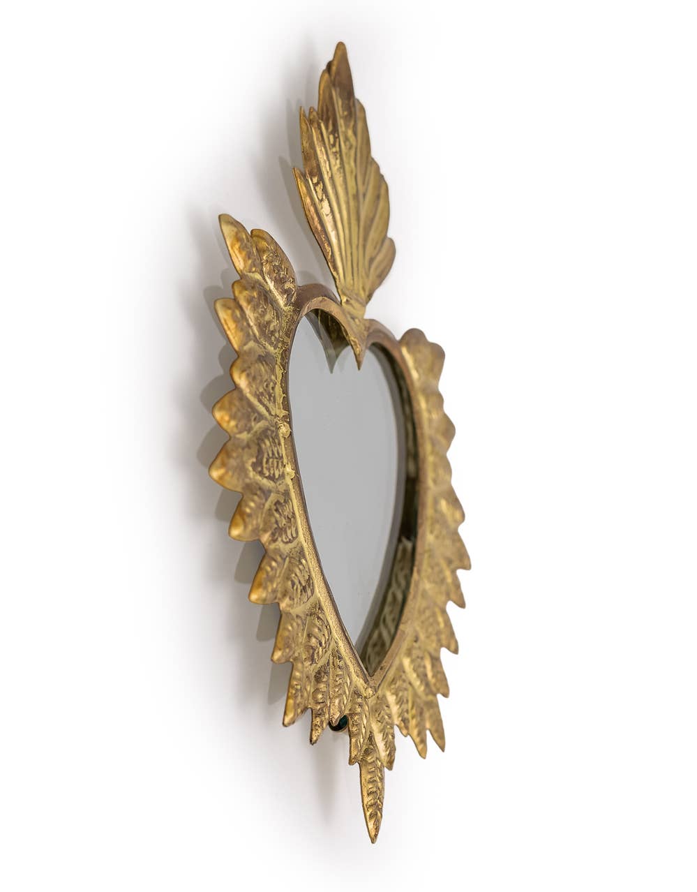 Goldener Metall-Spiegel "Heiliges Herz" 15x19cm