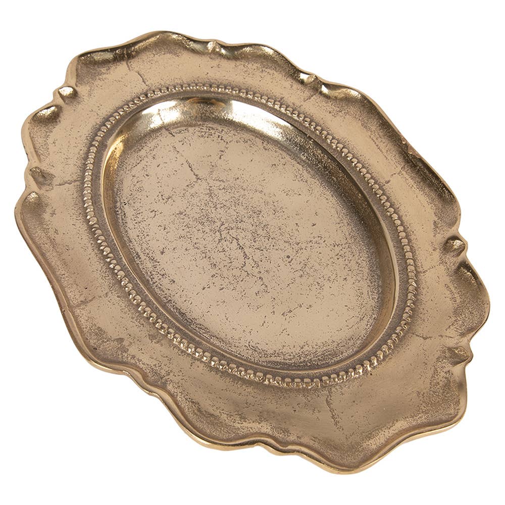 Dekorative Schale 31x22x3 cm goldfarbenes Aluminium