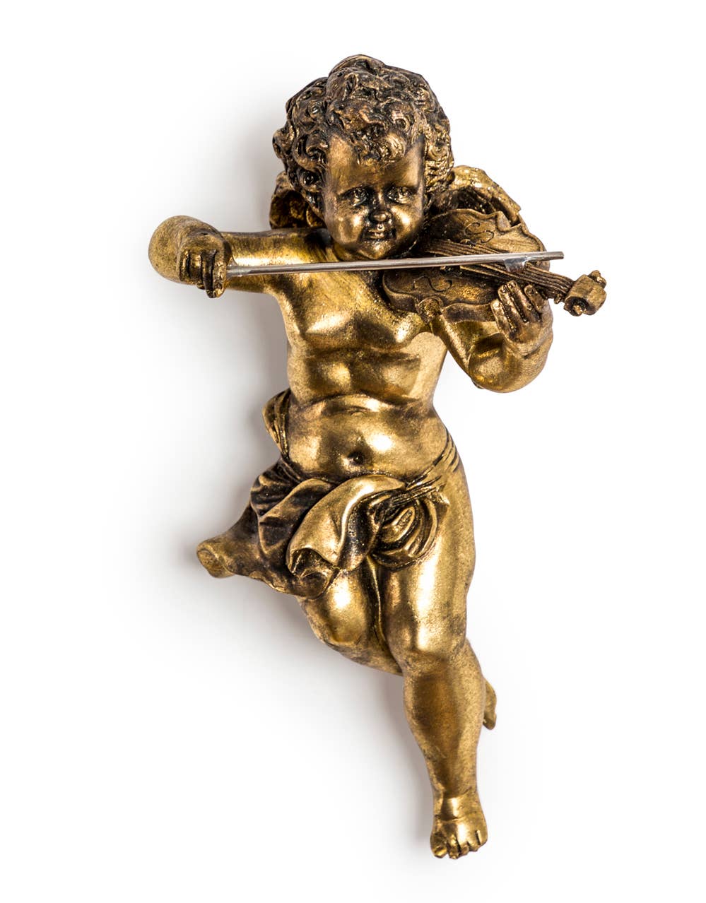 Wandfigur „Cherub“, Violinenmotiv, Gold