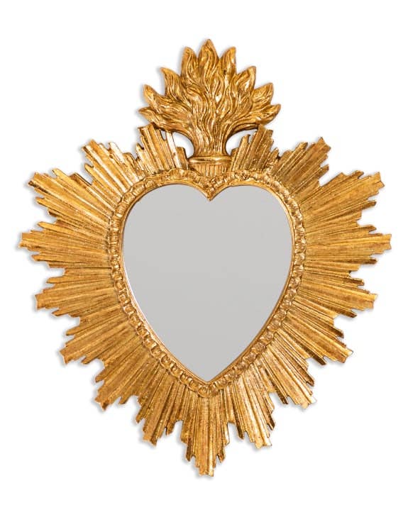 Goldener Spiegel „Sacred Heart“ 30x26cm