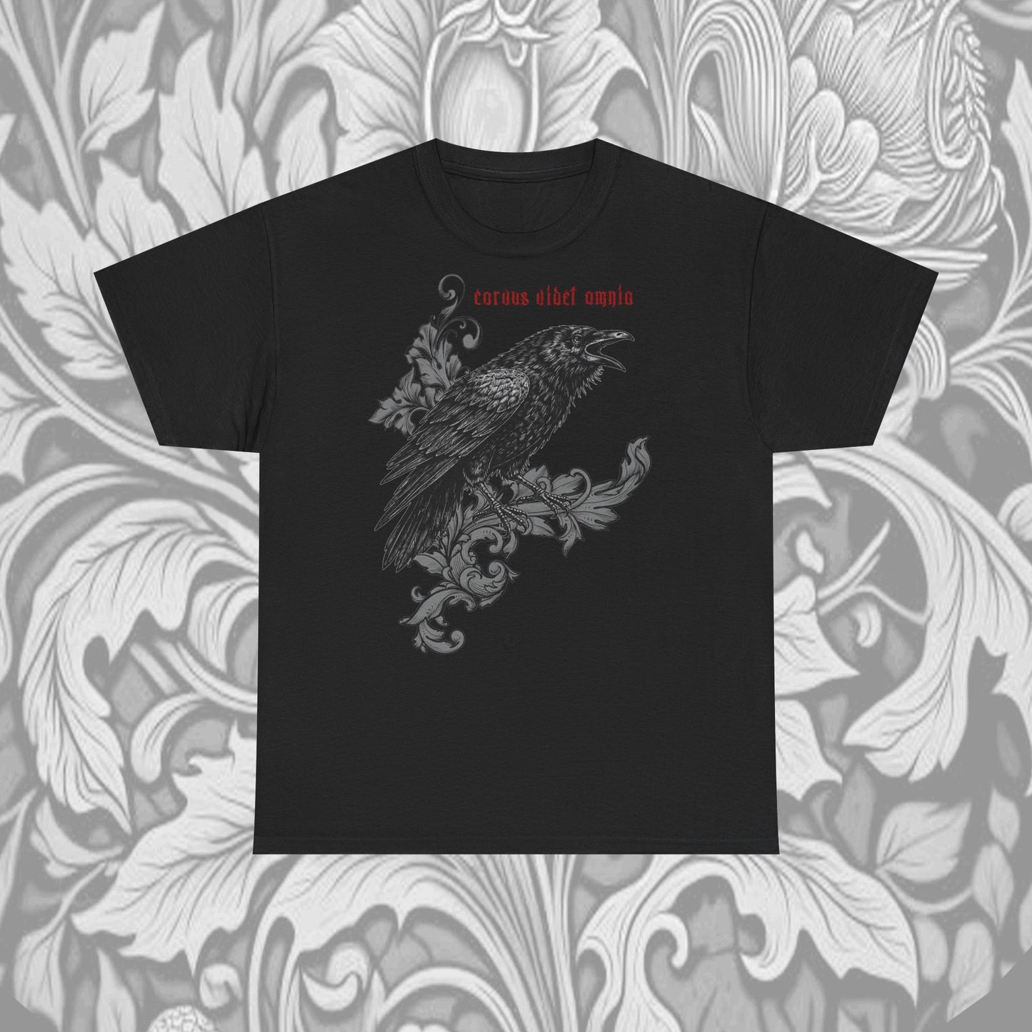 Corvus Videt Omnia Unisex Heavy Cotton Tee black