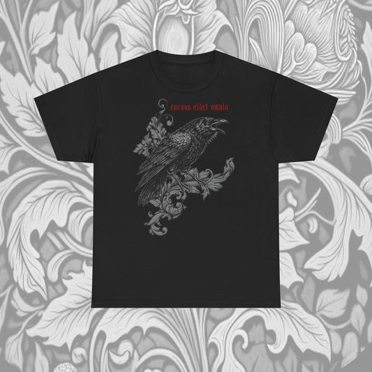 Corvus Videt Omnia Unisex Heavy Cotton Tee black