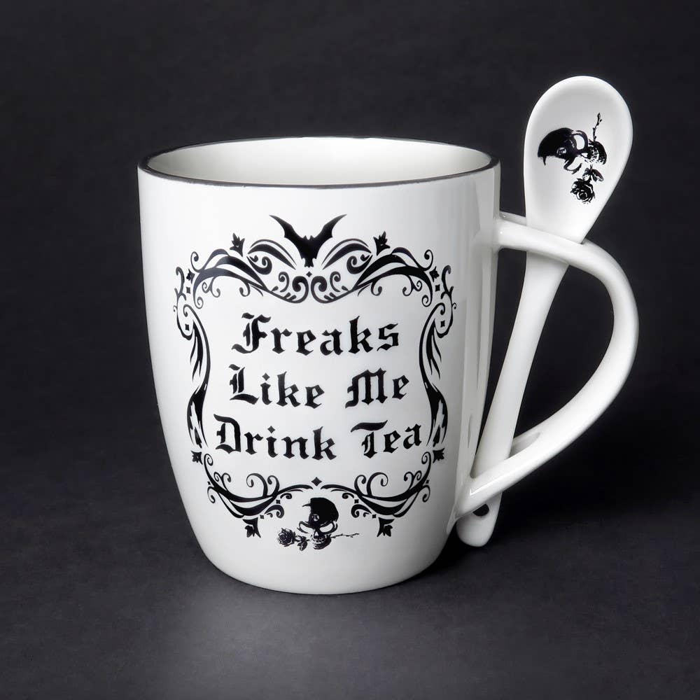 Freaks wie ich trinken Tee: Tassen- und Löffel-Set
