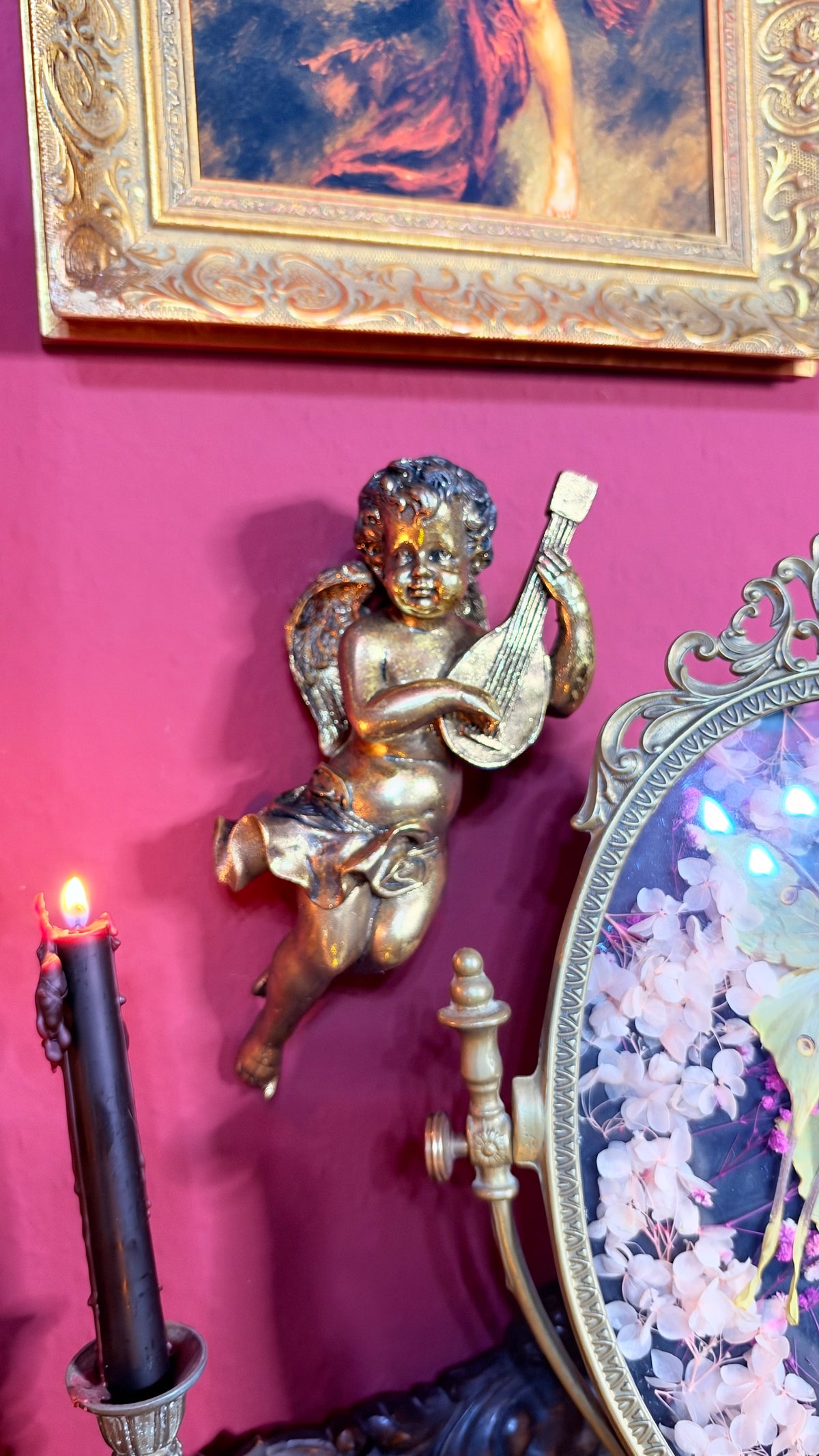Gitarren-Wandfigur „Cherub“, gold