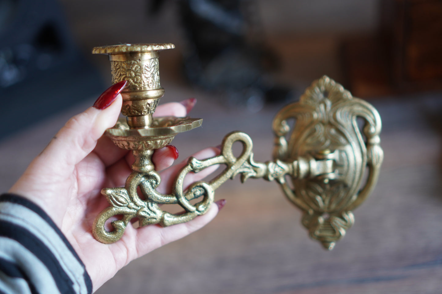 Klavierleuchter Messing brüniert