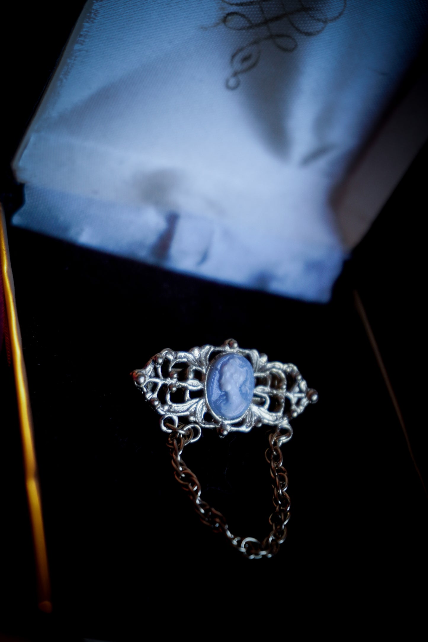 Kamee - Brosche blau/grau