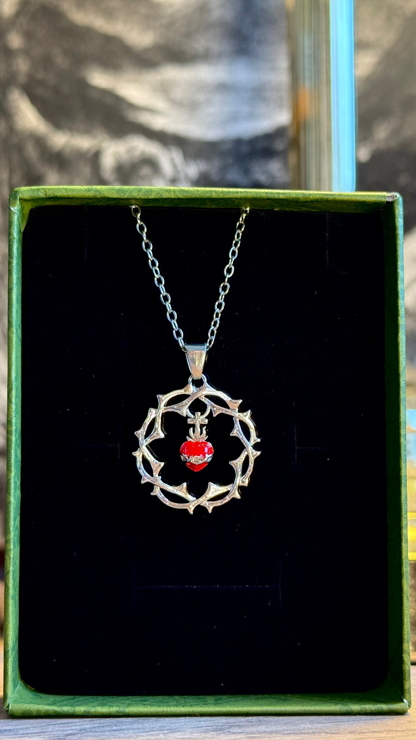 Sacred Heart Halskette silber