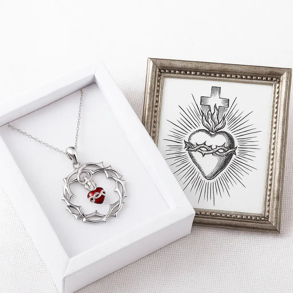 Sacred Heart Halskette silber