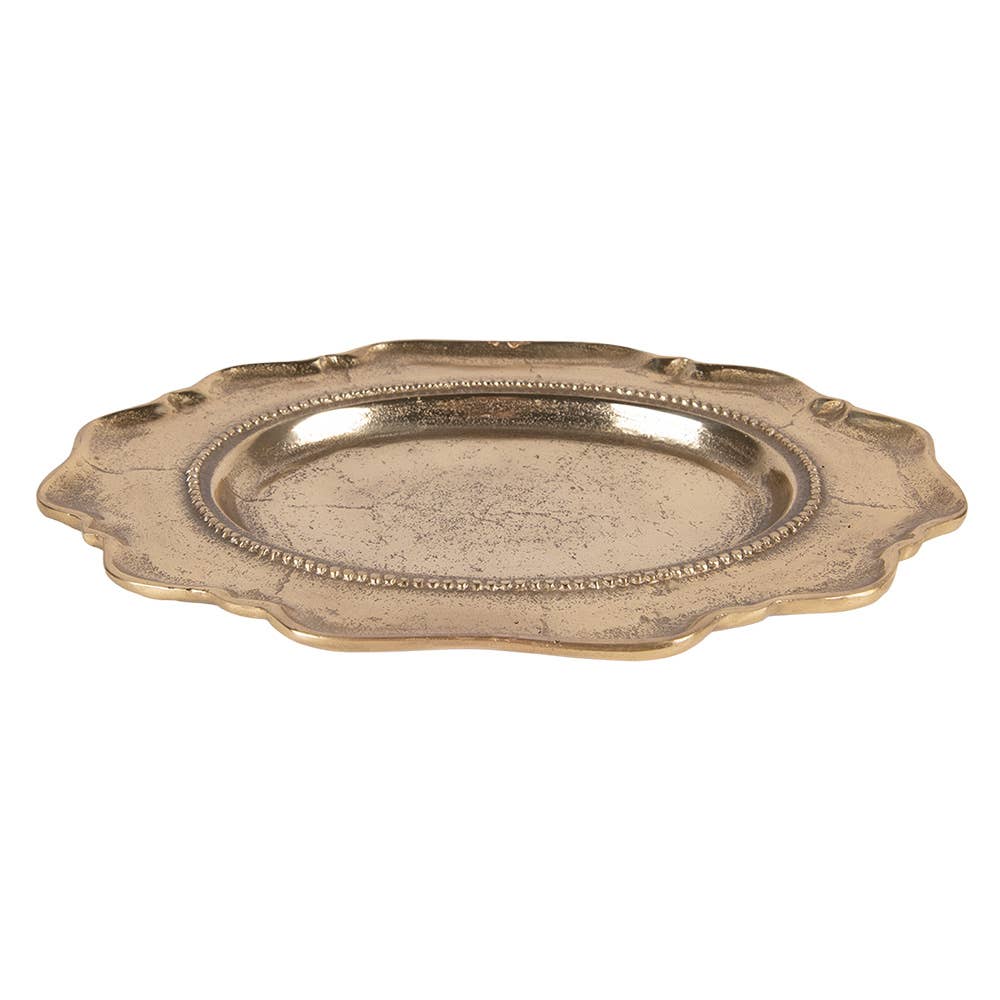 Dekorative Schale 31x22x3 cm goldfarbenes Aluminium