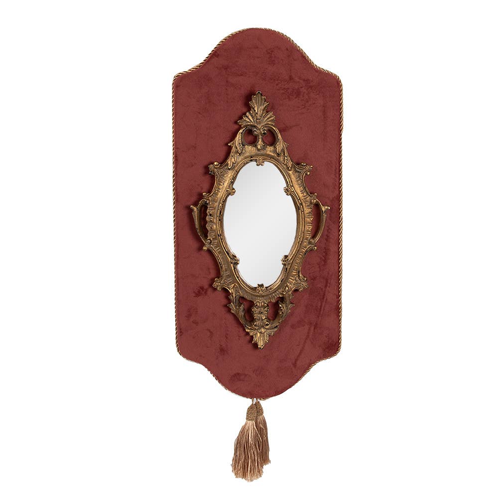 Wandspiegel 20×3×44 cm, rot-goldfarben, Polyresin